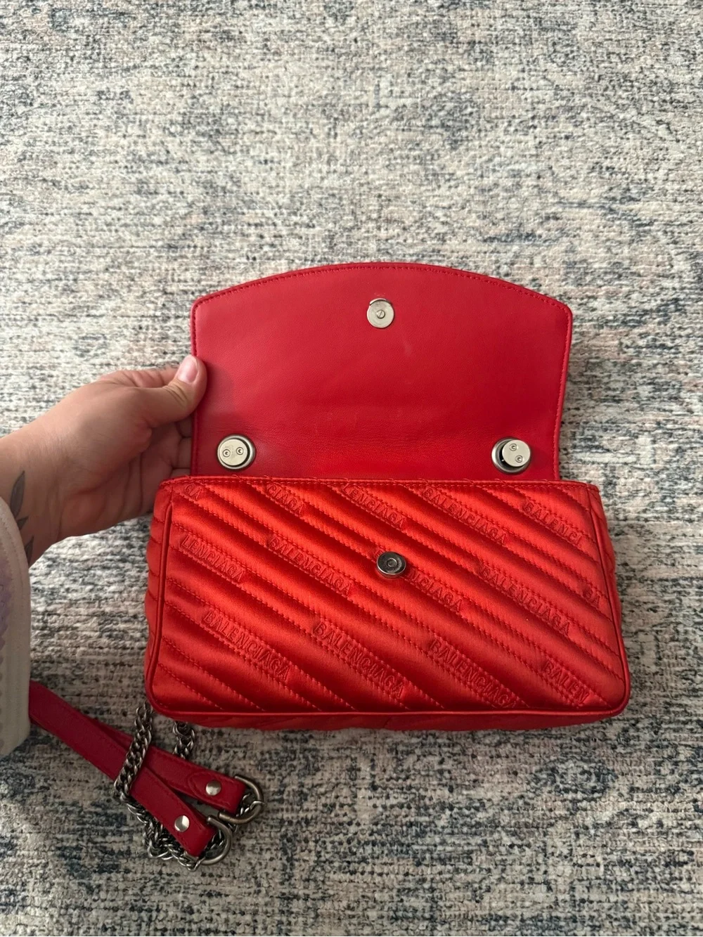 Balenciaga Red Quilted BB Chain Crossbody Bag